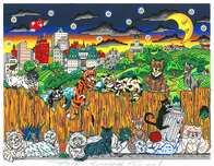 Charles Fazzino Art Charles Fazzino Art Cat Scratch Fever (DX) (Framed)