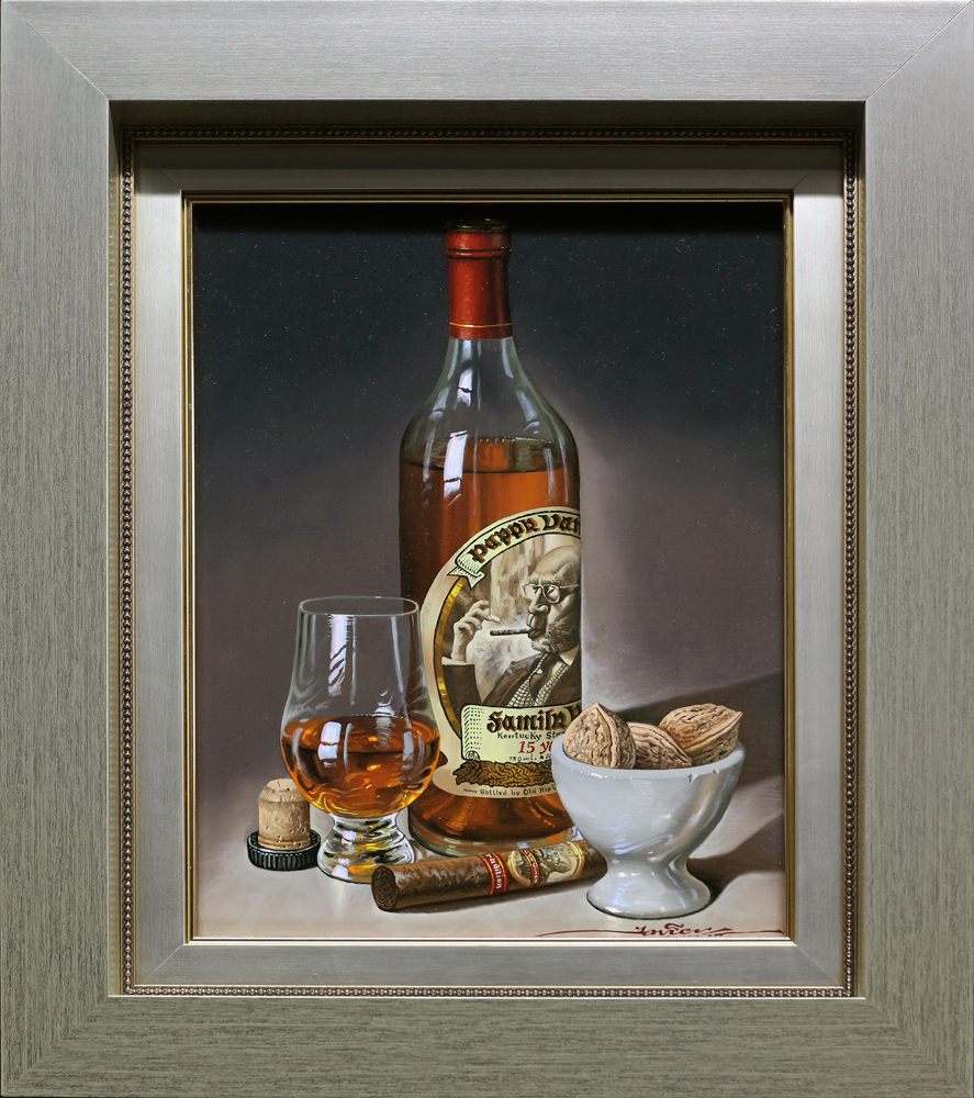 Javier Mulio Nightcap with Pappy (Original) (Framed)