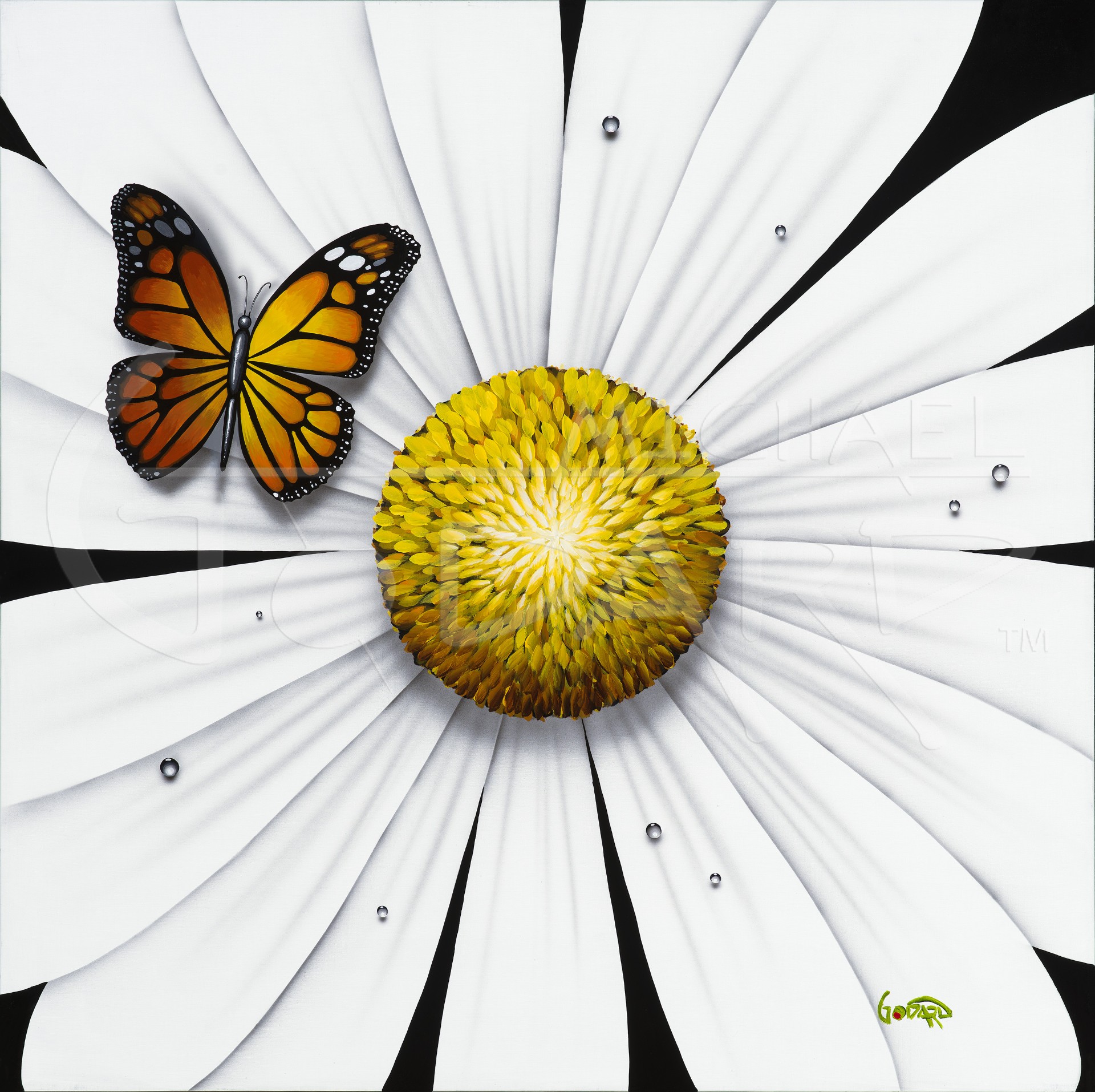 Michael Godard White Flower Butterfly (Gallery Proof) (Metal)