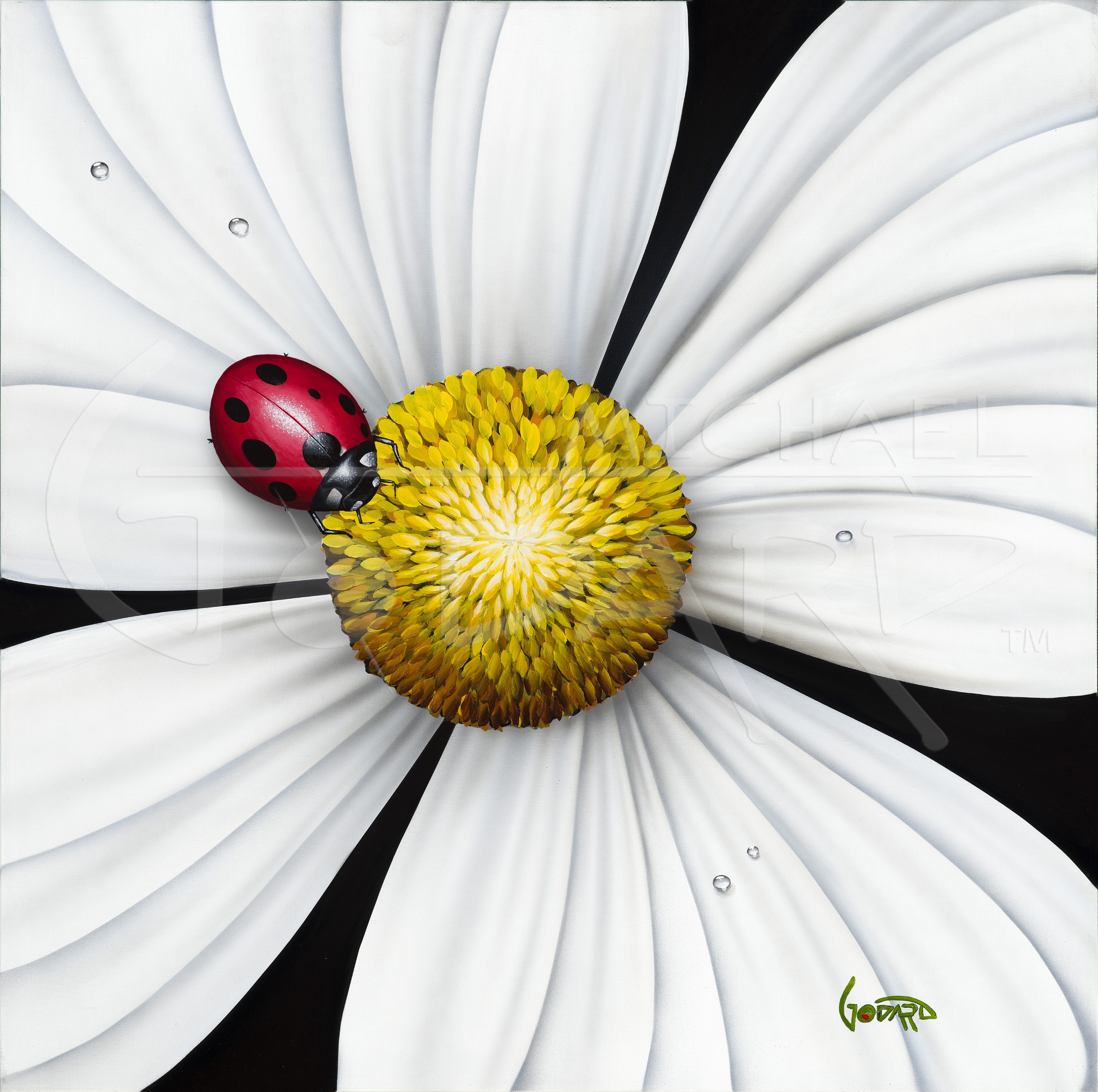 Michael Godard White Flower Ladybug (Godard Edition)